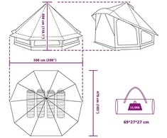 Tipi palapinė su stogu Mėlyna 508 x 470 x 300 cm tafta