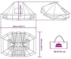 Tipi palapinė 10 asmeniui Mėlyna tafta