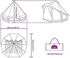 Tipi palapinė su stogu Mėlyna 404 x 370 x 270 cm tafta