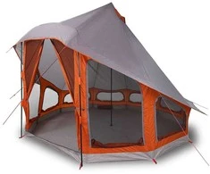 Tipi palapinė Pilka ir oranžinė 404 x 370 x 270 cm tafta