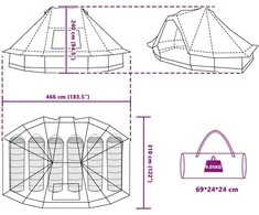 Tipi palapinė 6 asmeniui Žalia tafta