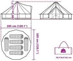 Šeimos palapinė, žalia, šešiavietė, tipi, atspari vandeniui