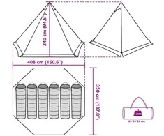 Šeimos palapinė, žalia, šešiavietė, tipi, atspari vandeniui