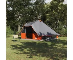 Tipi palapinė Pilka ir oranžinė 358 x 296 x 258 cm tafta