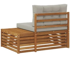 Lauko galinė sofa 3 Vienetas Natūrali ir šviesiai pilka