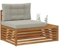 Lauko galinė sofa 3 Vienetas Natūrali ir šviesiai pilka