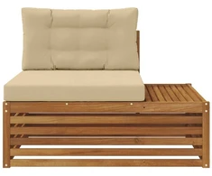 Lauko galinė sofa su pagalve 3 Vienetas Natūralus ir bežinis