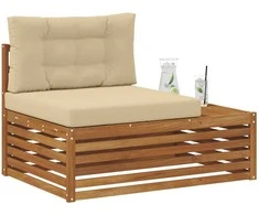 Lauko galinė sofa su pagalve 3 Vienetas Natūralus ir bežinis