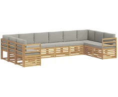 Sekcijos sofų komplektas 10 pcs Balta ir šviesiai pilka