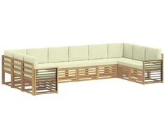 Sekcijos sofų komplektas 10 pcs Balta ir kreminė Poliesteris