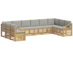 Sekcijos sofų komplektas 10 pcs Balta ir šviesiai pilka