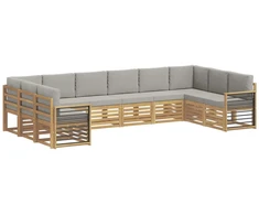 Sekcijos sofų komplektas 10 pcs Balta ir šviesiai pilka