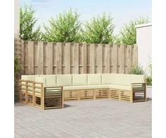 Sekcijos sofų komplektas 10 pcs Balta ir kreminė Poliesteris