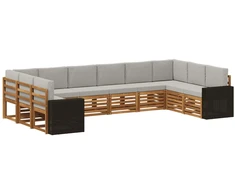 Sekcijos sofų komplektas 10 pcs Natūrali ir šviesiai pilka