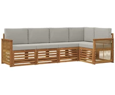 Sekcijos sofų komplektas 4 pcs Natūrali ir šviesiai pilka