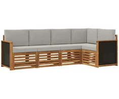 Sekcijos sofų komplektas 4 pcs Natūrali ir šviesiai pilka