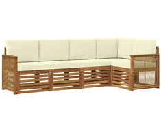 Sekcijos sofų komplektas 4 pcs Natūralus ir grietinėlė