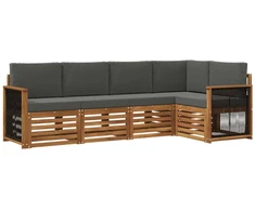 Sekcijos sofų komplektas 4 pcs Natūralus ir antracitas