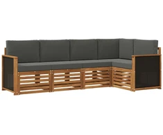 Sekcijos sofų komplektas 4 pcs Natūralus ir antracitas