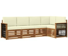 Sekcijos sofų komplektas 4 pcs Natūralus ir grietinėlė