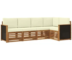 Sekcijos sofų komplektas 4 pcs Natūralus ir grietinėlė
