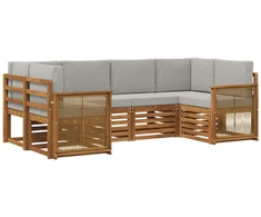 Sekcijos sofų komplektas 5 pcs Natūrali ir šviesiai pilka