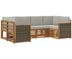 Sekcijos sofų komplektas 5 pcs Natūrali ir šviesiai pilka