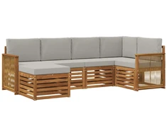 Sekcijos sofų komplektas 5 pcs Natūrali ir šviesiai pilka
