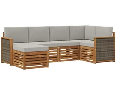 Sekcijos sofų komplektas 5 pcs Natūrali ir šviesiai pilka
