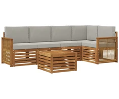 Sekcijos sofų komplektas 5 pcs Natūrali ir šviesiai pilka
