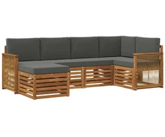 Sekcijos sofų komplektas 5 pcs Natūralus ir antracitas
