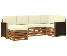 Sekcijos sofų komplektas 5 pcs Natūralus ir grietinėlė