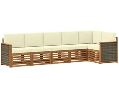 Sekcijos sofų komplektas 5 pcs Natūralus ir grietinėlė