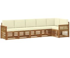Sekcijos sofų komplektas 5 pcs Natūralus ir grietinėlė