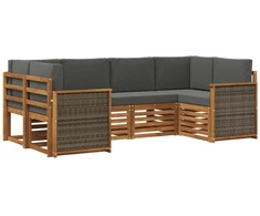 Sekcijos sofų komplektas 5 pcs Natūralus ir antracitas