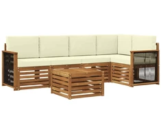 Sekcijos sofų komplektas 5 pcs Natūralus ir grietinėlė