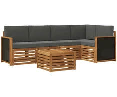 Sekcijos sofų komplektas 5 pcs Natūralus ir antracitas