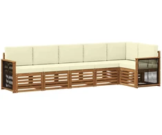 Sekcijos sofų komplektas 5 pcs Natūralus ir grietinėlė