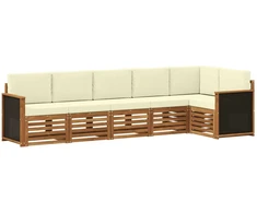 Sekcijos sofų komplektas 5 pcs Natūralus ir grietinėlė