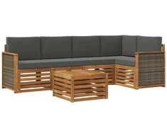 Sekcijos sofų komplektas 5 pcs Natūralus ir antracitas