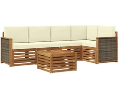 Sekcijos sofų komplektas 5 pcs Natūralus ir grietinėlė