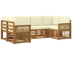 Sekcijos sofų komplektas 5 pcs Natūralus ir grietinėlė