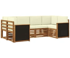 Sekcijos sofų komplektas 5 pcs Natūralus ir grietinėlė
