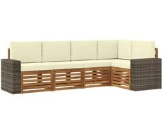 Sekcijos sofų komplektas 5 pcs Natūralus ir grietinėlė