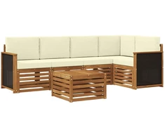 Sekcijos sofų komplektas 5 pcs Natūralus ir grietinėlė