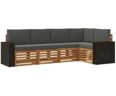 Sekcijos sofų komplektas 5 pcs Natūralus ir antracitas