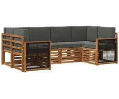 Sekcijos sofų komplektas 5 pcs Natūralus ir antracitas