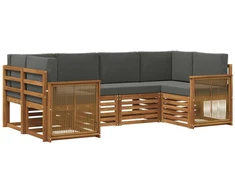 Sekcijos sofų komplektas 5 pcs Natūralus ir antracitas