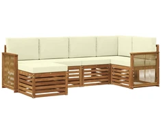 Sekcijos sofų komplektas 5 pcs Natūralus ir grietinėlė