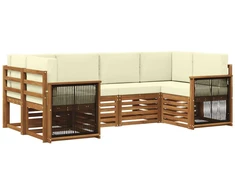 Sekcijos sofų komplektas 5 pcs Natūralus ir grietinėlė